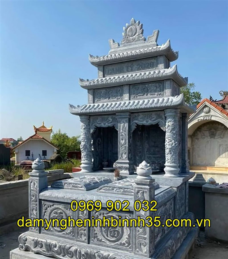 mộ đá đôi ba mái đẹp